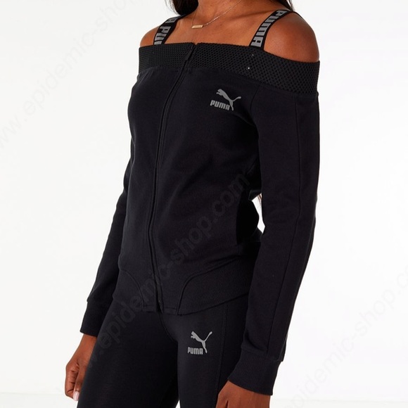 women's puma off the shoulder t7 jacket